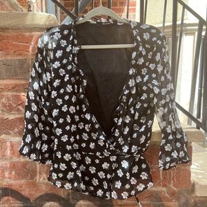 Abercrombie Floral Wrap Blouse - L